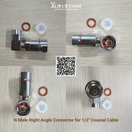 N Male Right Angle Connector for 1/2" Coaxial Cable